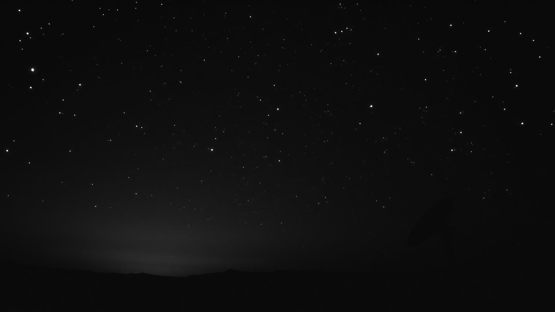 Céu estrelado em preto e branco